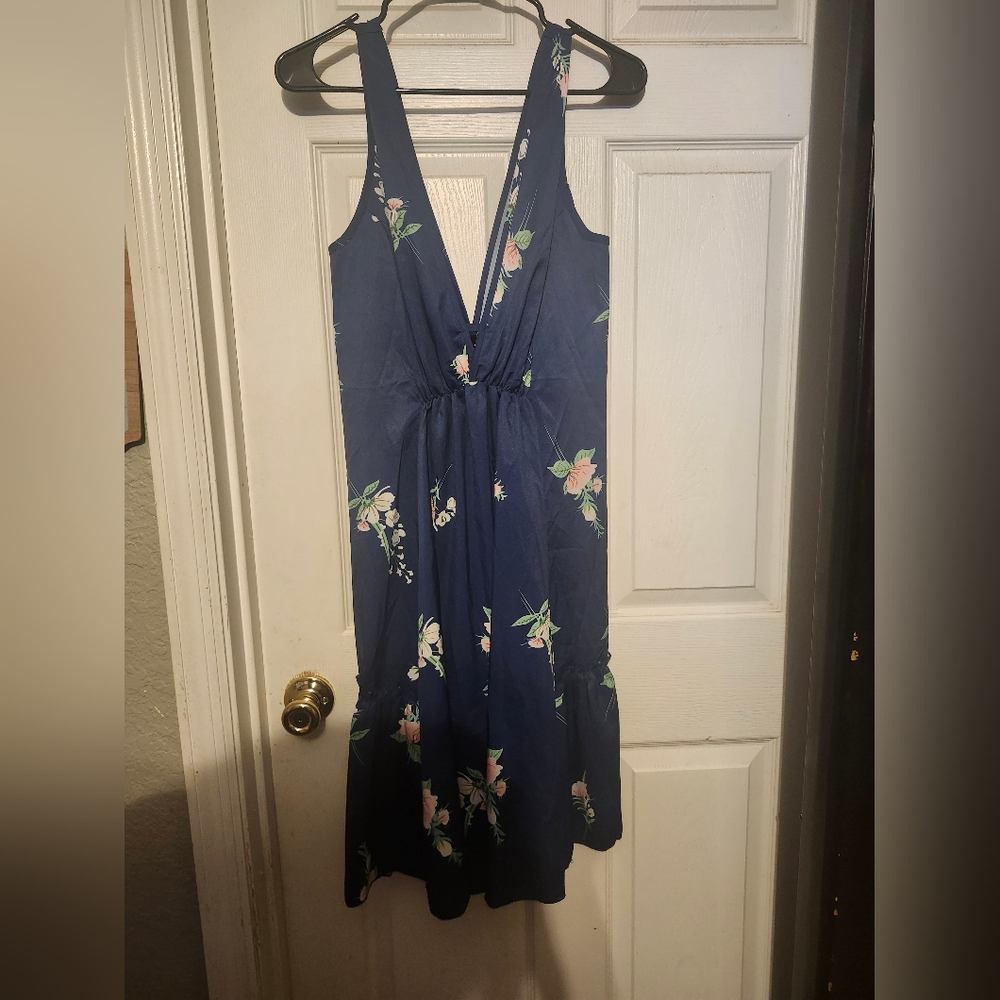 Floral Navy Sleeveless Dress